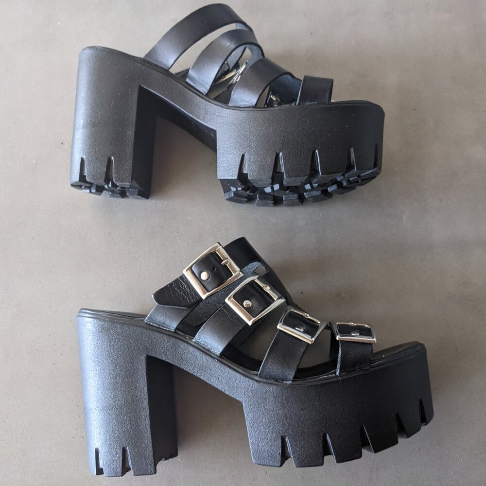 Top Shop Black Platform Mule Size 7.5 / 38